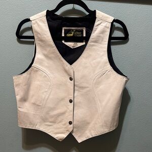 White Leather Vest XL